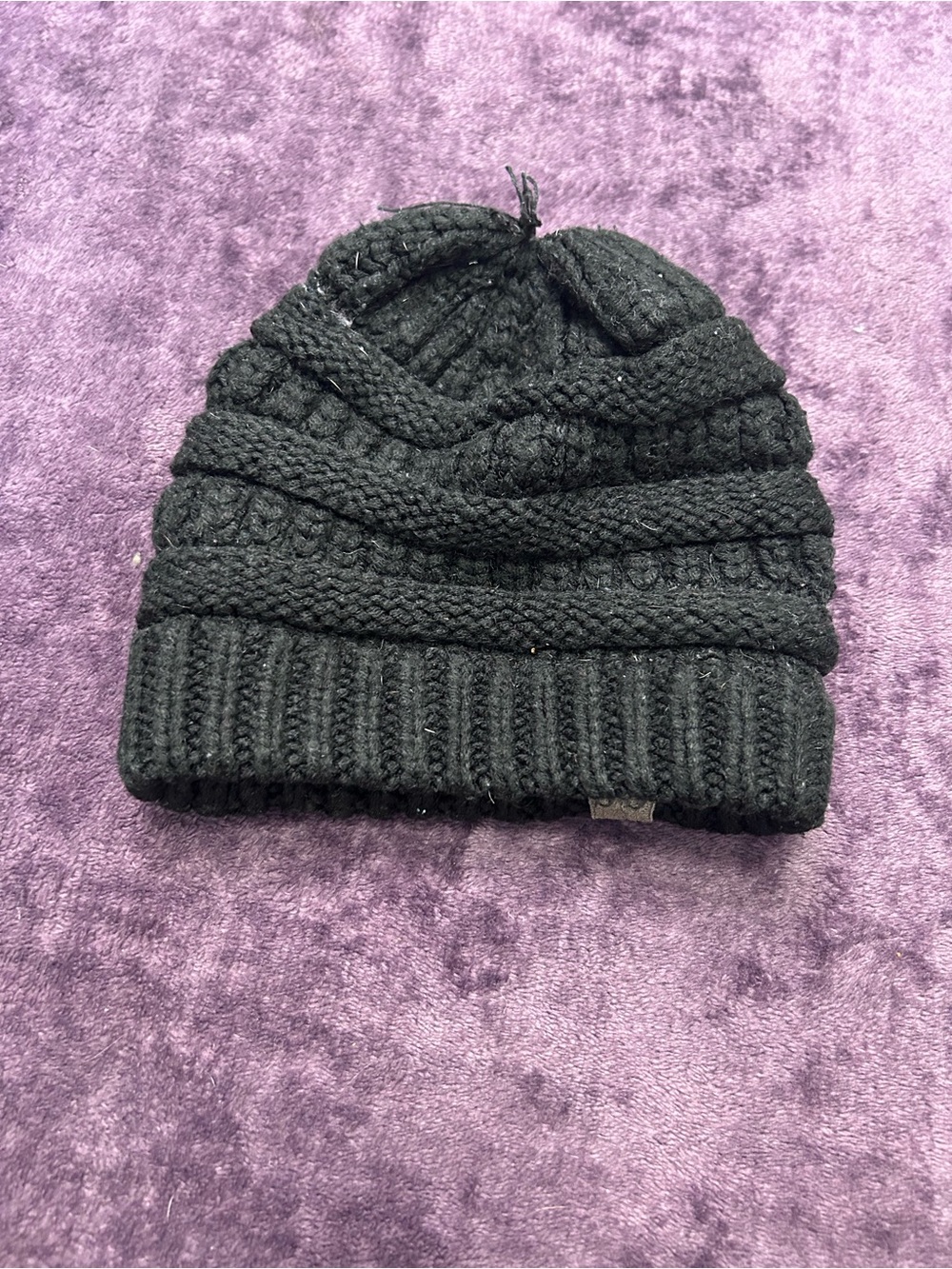 CHANEL Black Knit Cable Beanie for Kids - Picture 4 of 4